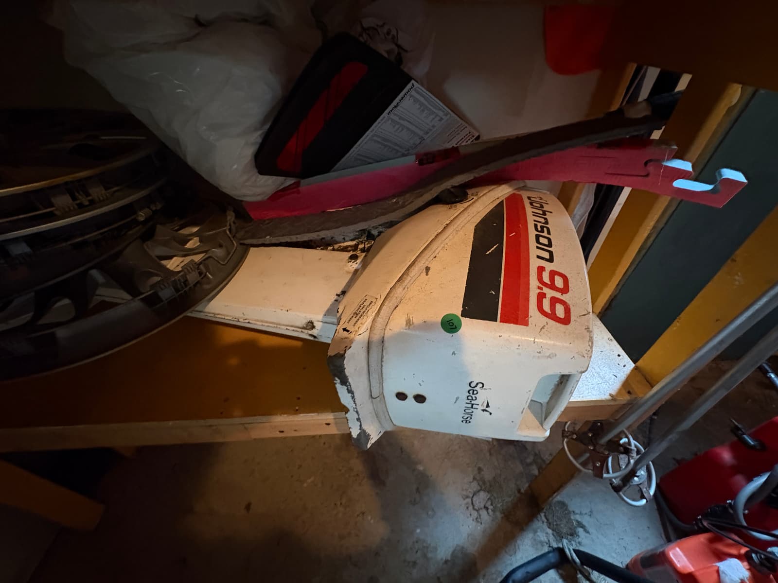 107: Johnson 9.9 Boat Motor (untested) - sold on EastBid